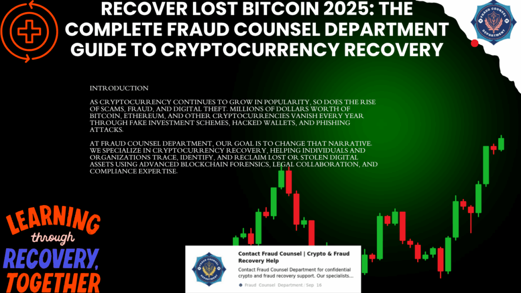 Recovering lost Bitcoin with Fraud Counsel Department