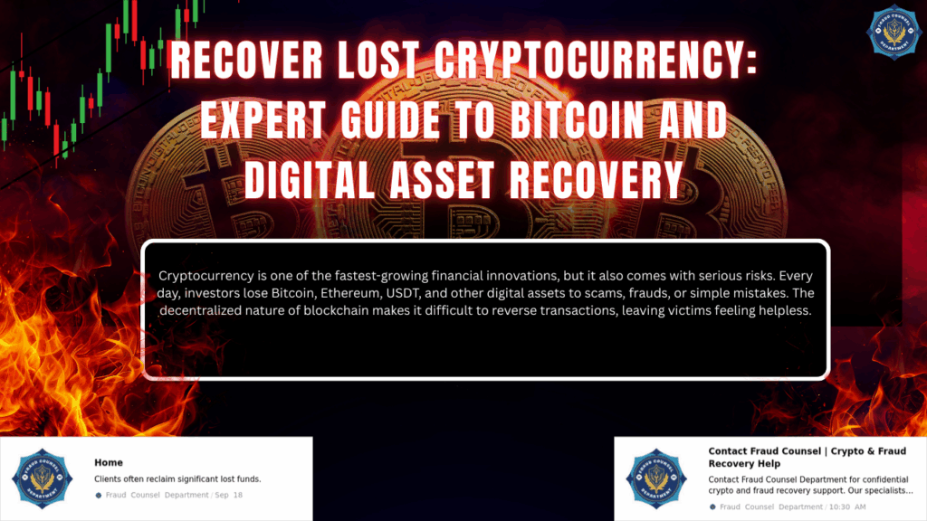 Recovering lost cryptocurrency with Fraud Counsel Department