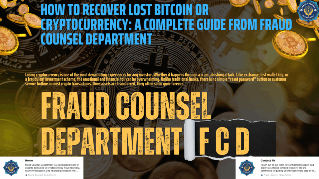 Recovering lost Bitcoin and cryptocurrency with Fraud Counsel