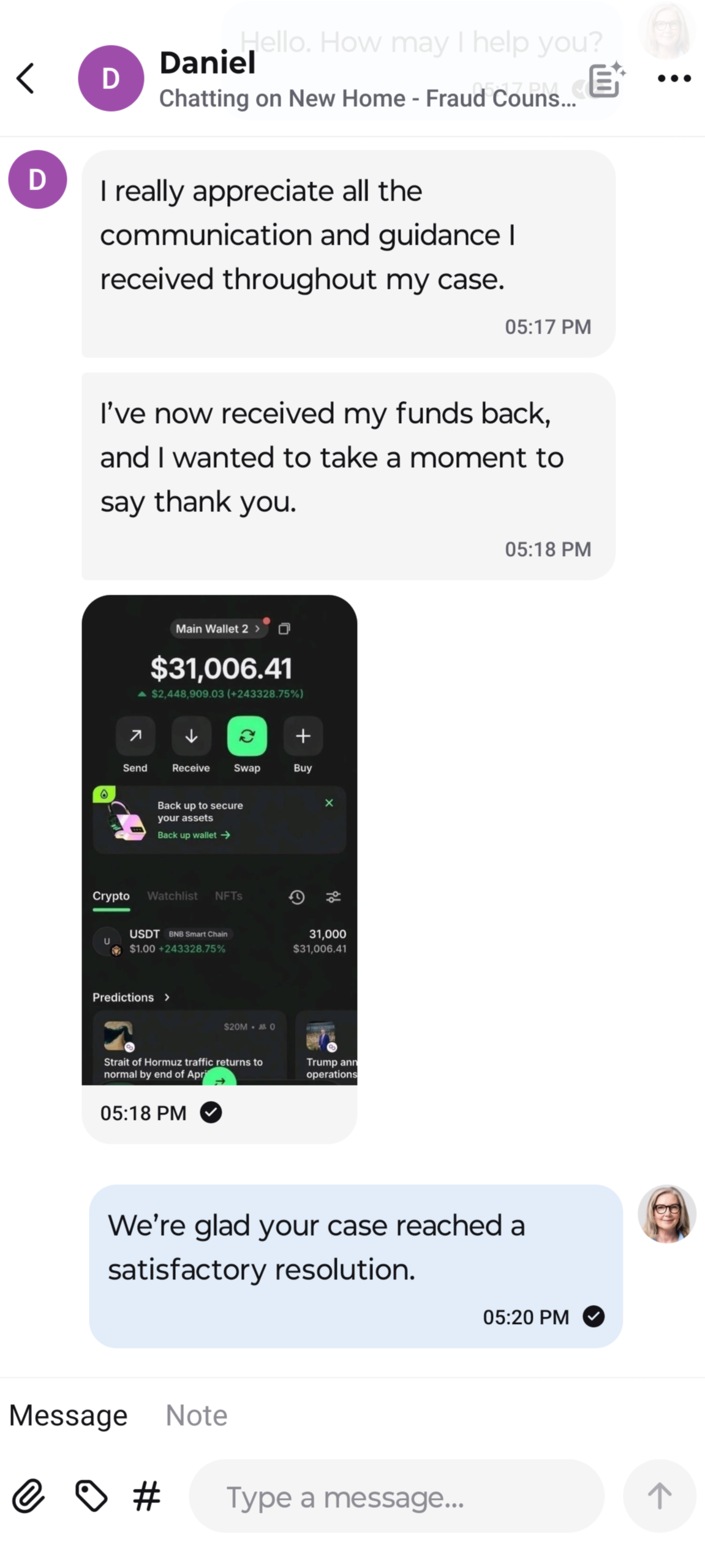 Recovery proof for Daniel, $31K
